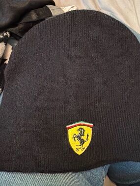 Ferrari Black Beanie with Yellow Shield Patch
